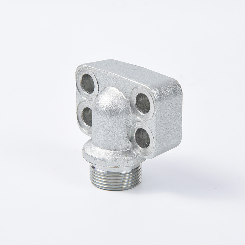 BGF 90° Hydraulic square elbow flange fitting - EO 24° cone connection